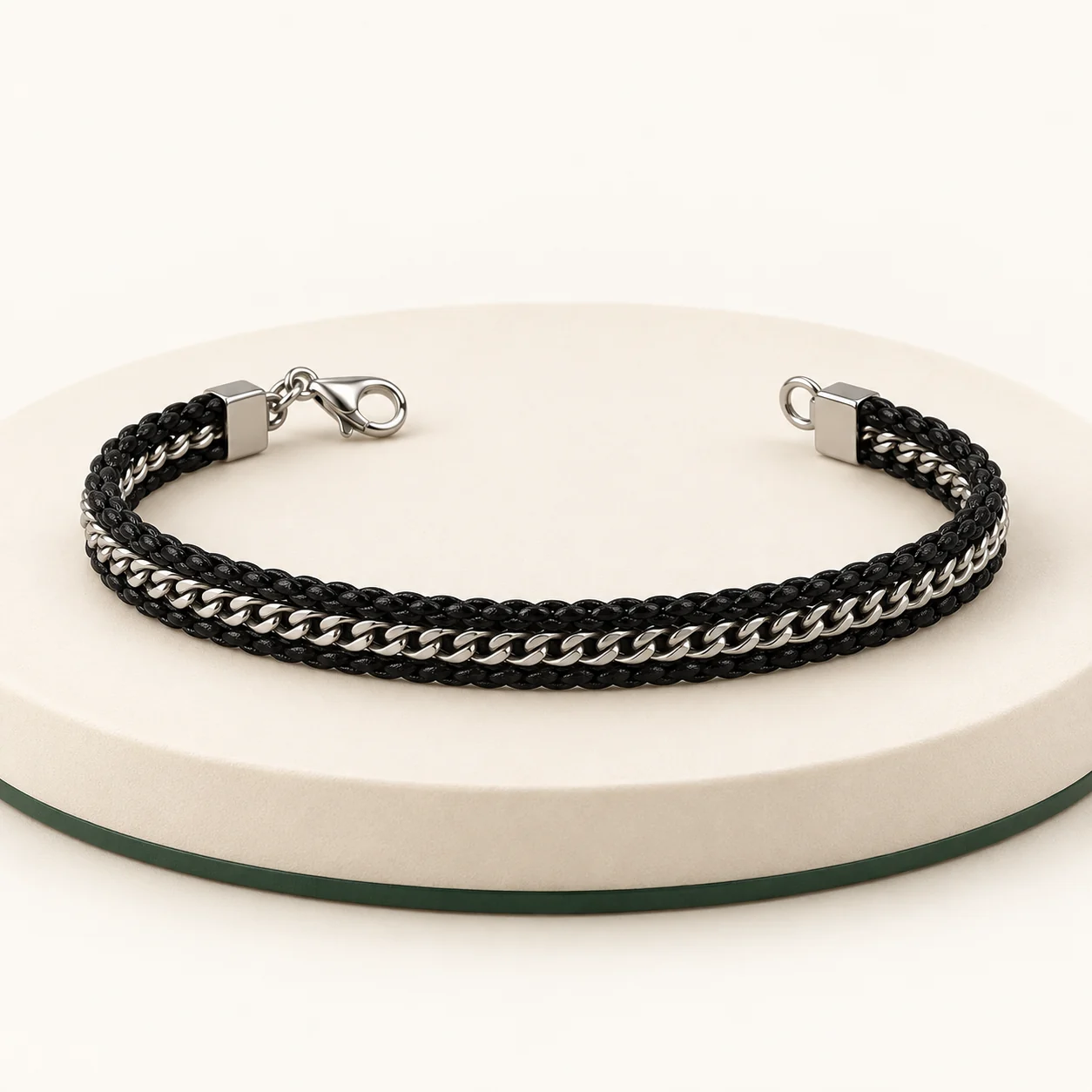 Black Braid Curb Bracelet by NoorKara