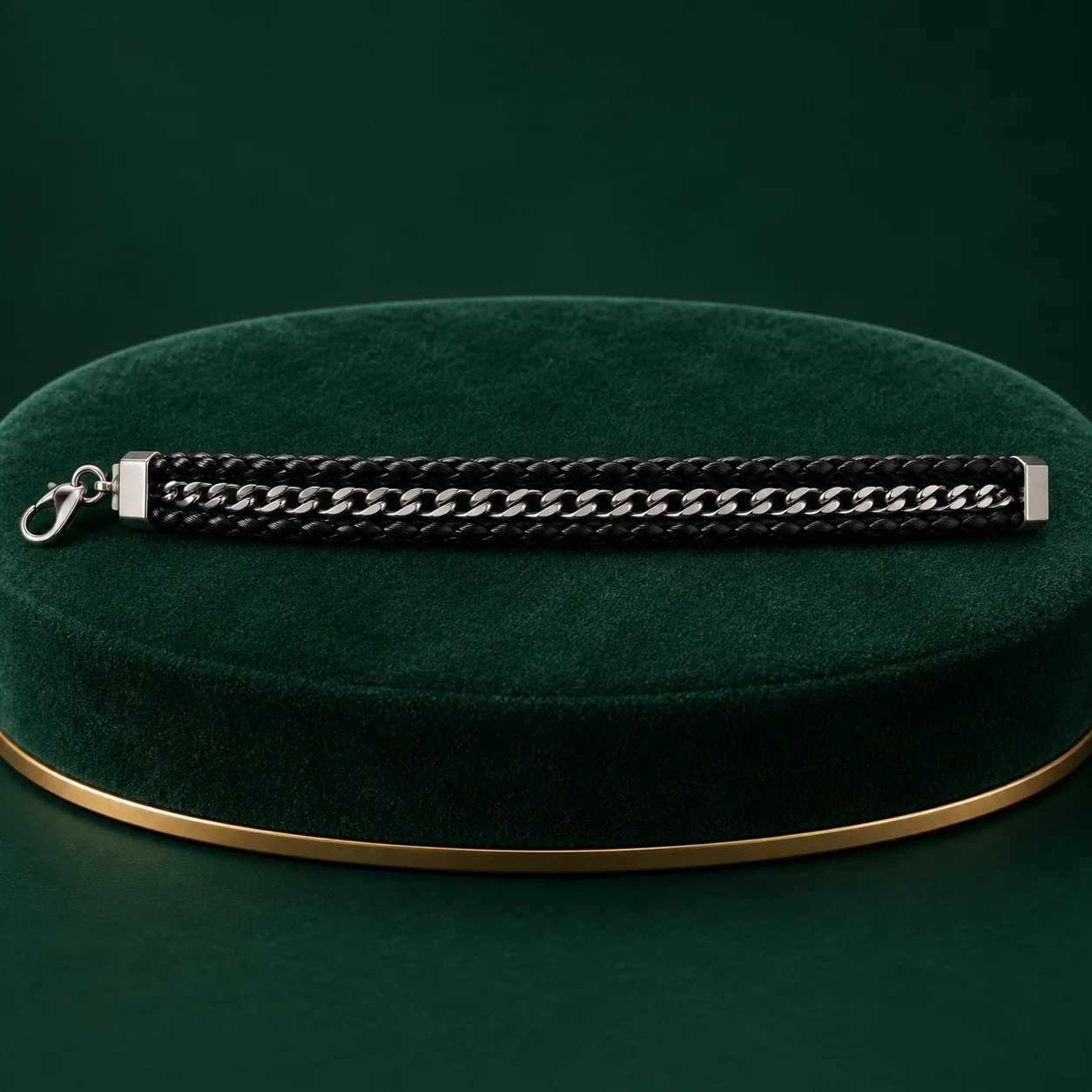 Black Braid Curb Bracelet by NoorKara