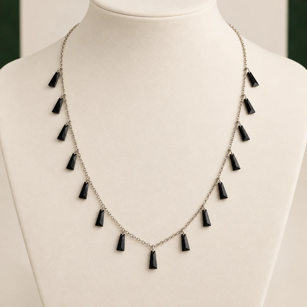Black Tapered Station Necklace by NoorKara