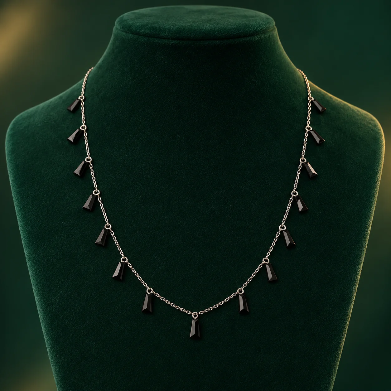 Black Tapered Station Necklace by NoorKara