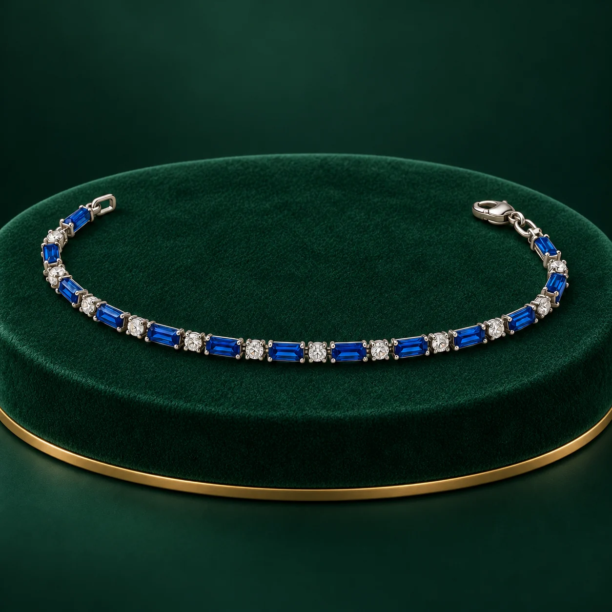 Blue Rectangular Tennis Bracelet by NoorKara