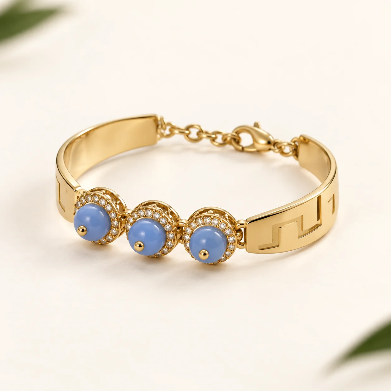 Blue Trio Wide Cuff by NoorKara