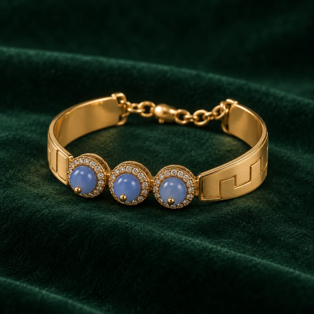 Blue Trio Wide Cuff by NoorKara