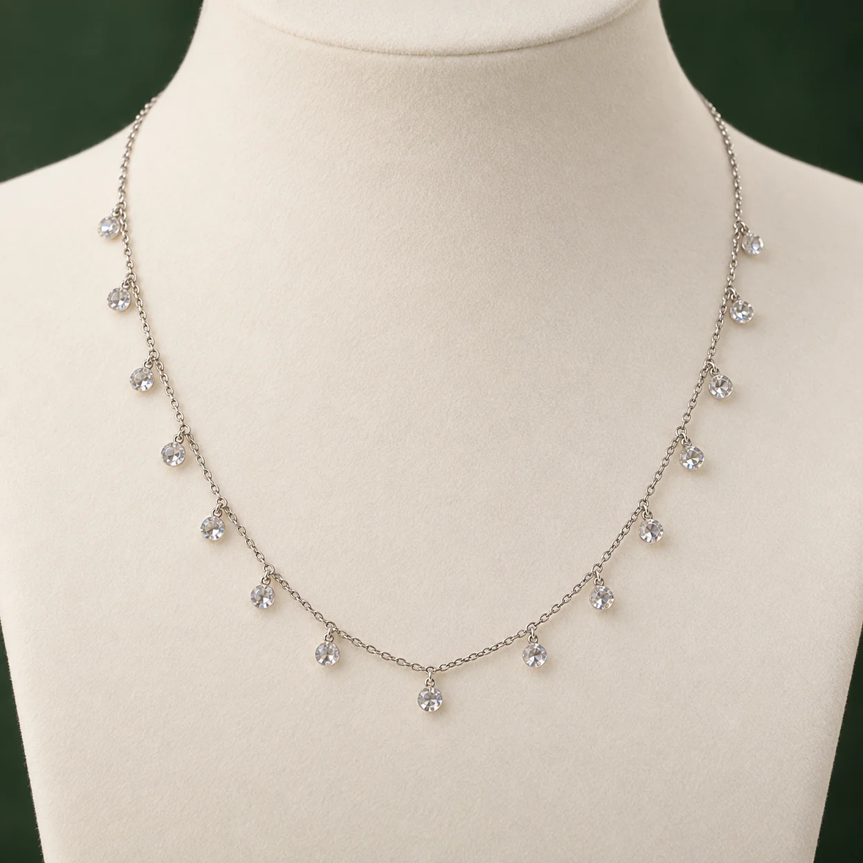 Clear Round Station Necklace by NoorKara