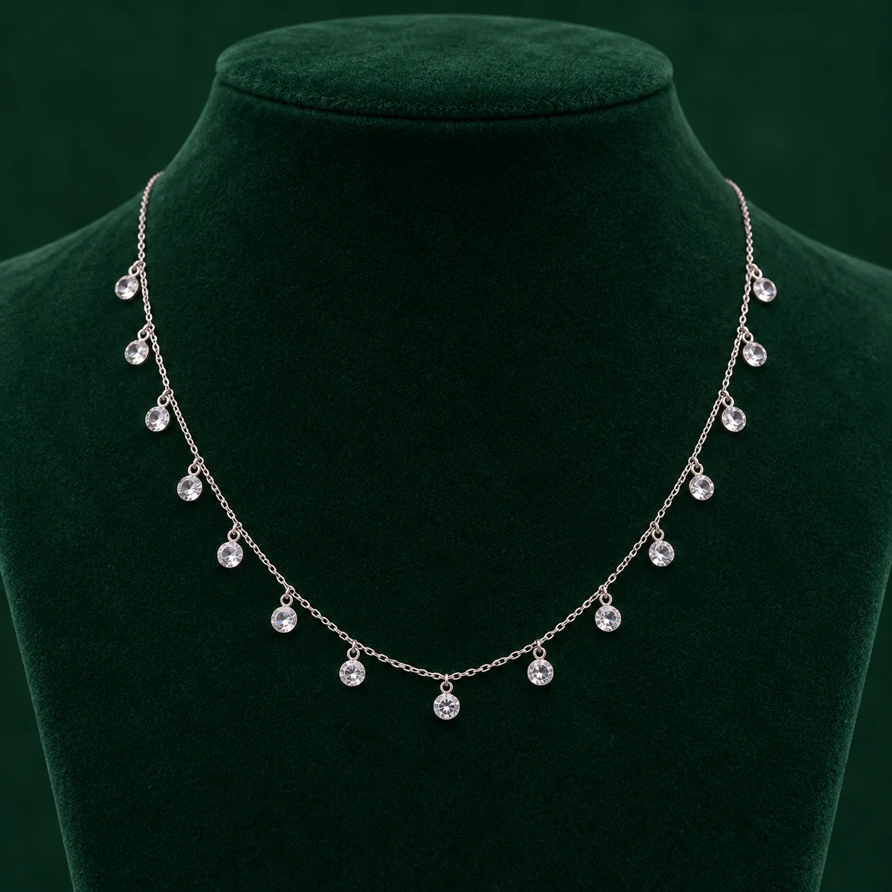 Clear Round Station Necklace by NoorKara