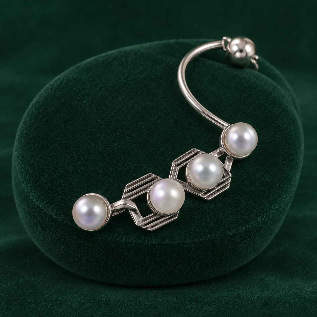 Four-Pearl Geometric Bracelet by NoorKara