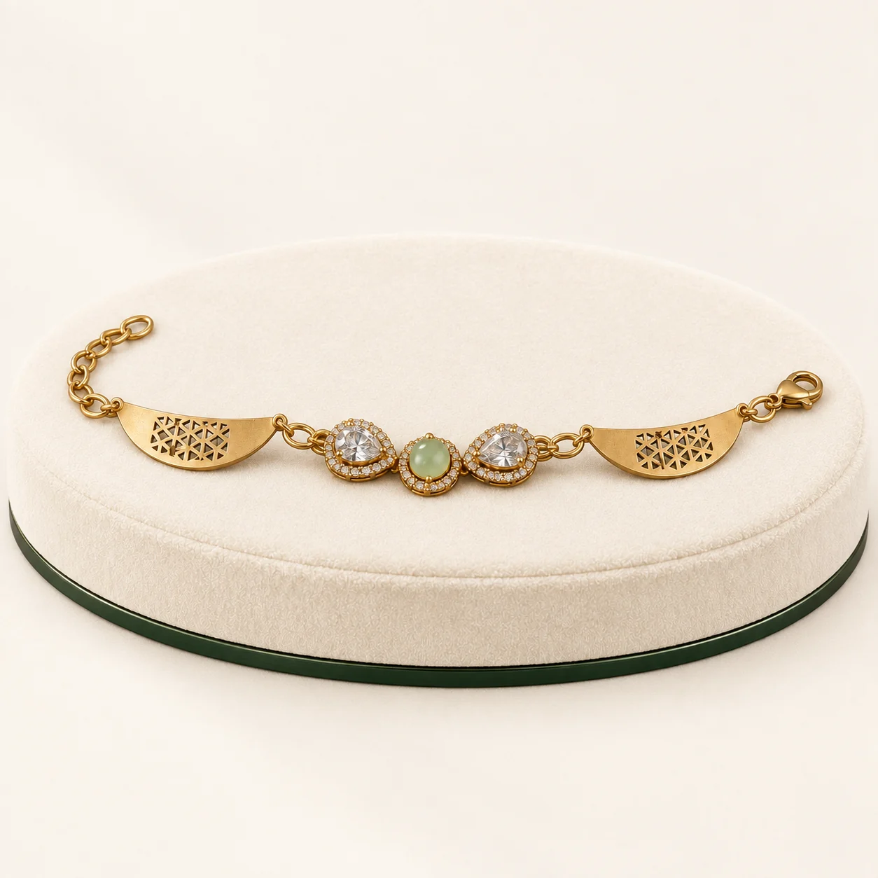 Pale Green Pear Cutwork Bracelet by NoorKara