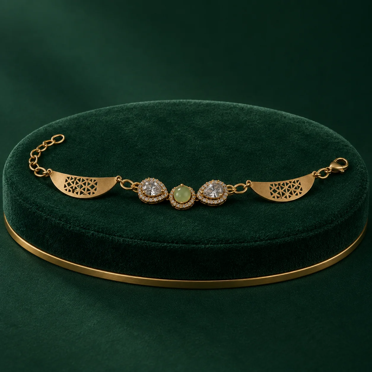 Pale Green Pear Cutwork Bracelet by NoorKara
