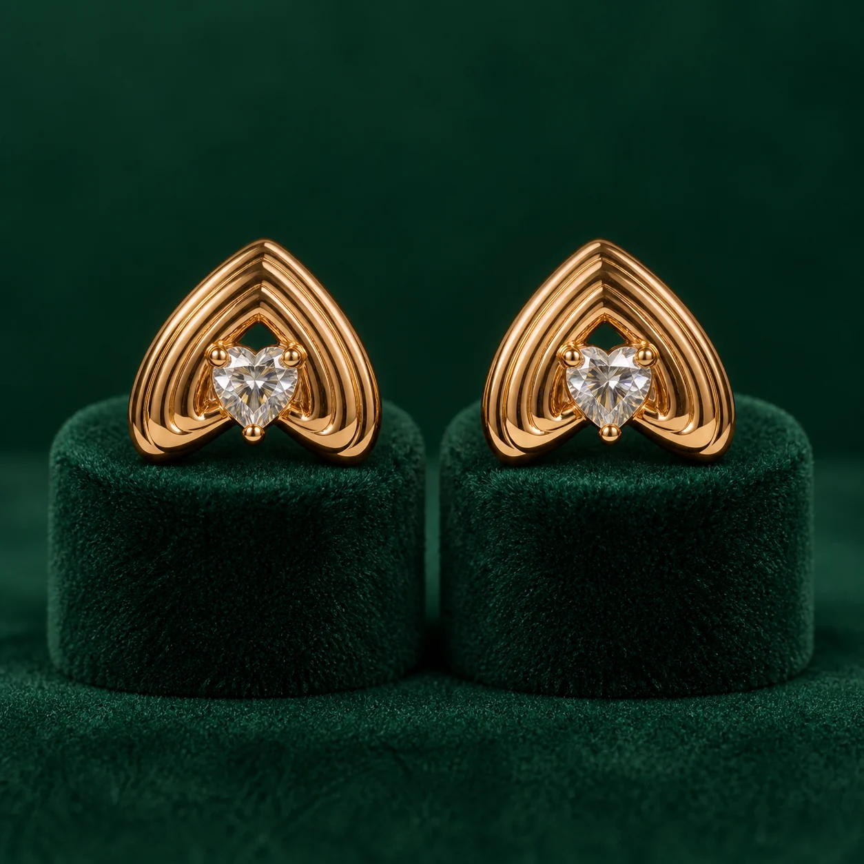 Ridged Heart Studs by NoorKara