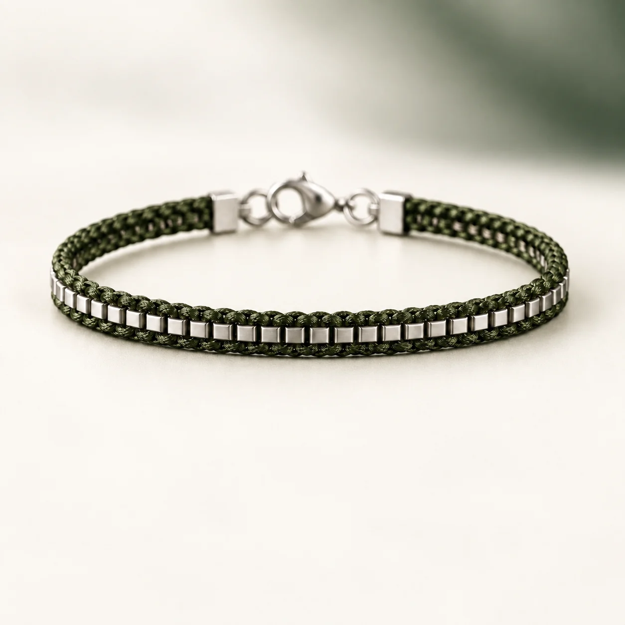 Green Braid Ladder Bracelet by NoorKara