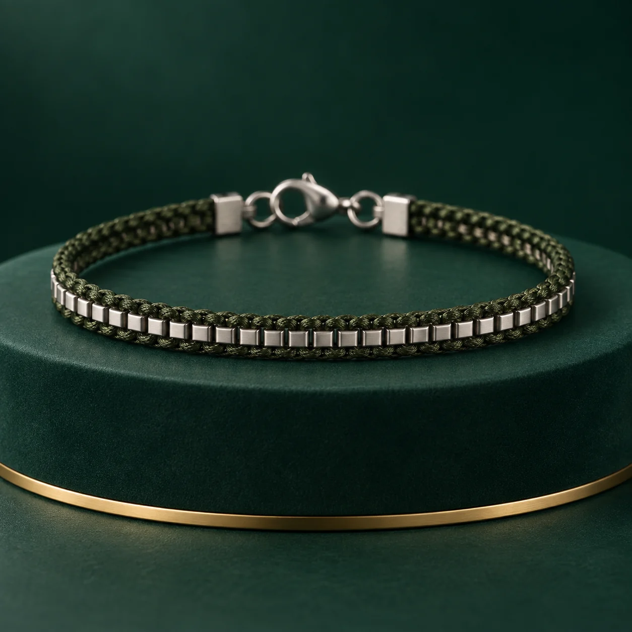 Green Braid Ladder Bracelet by NoorKara