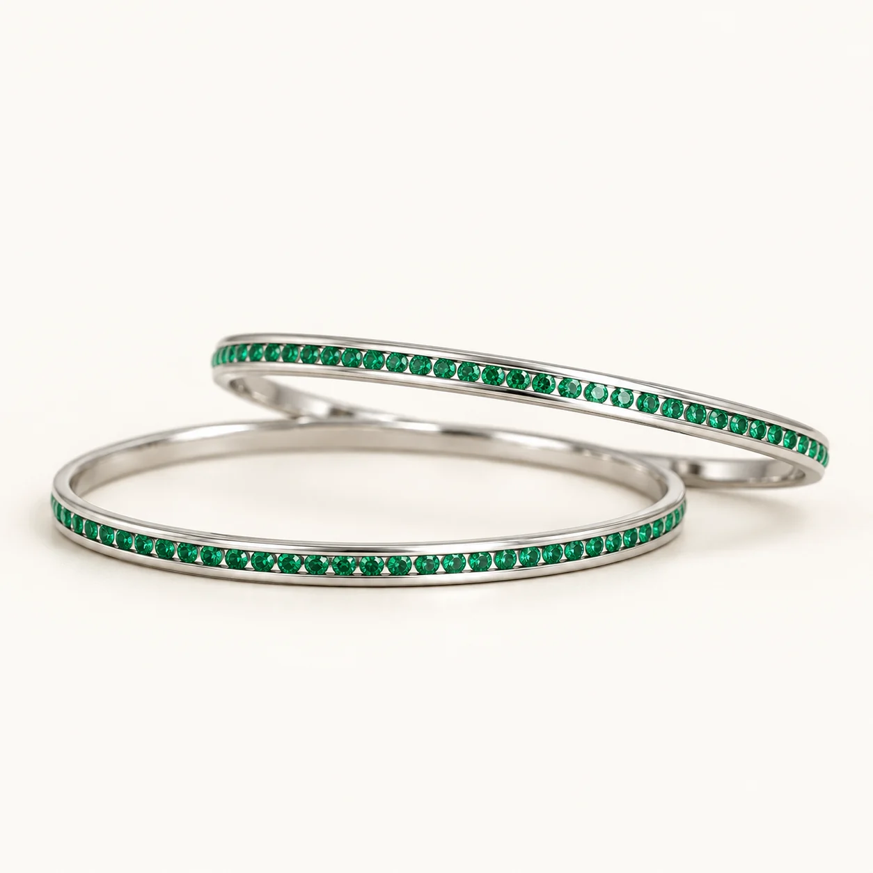 Green Channel Bangle Pair by NoorKara