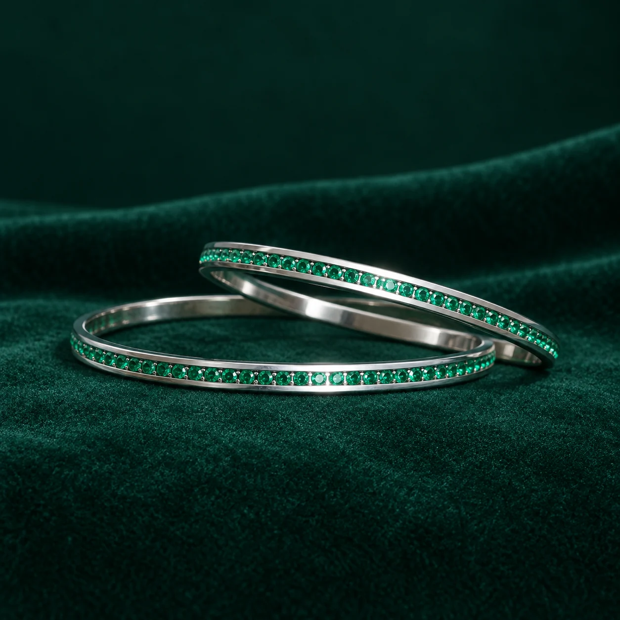 Green Channel Bangle Pair by NoorKara