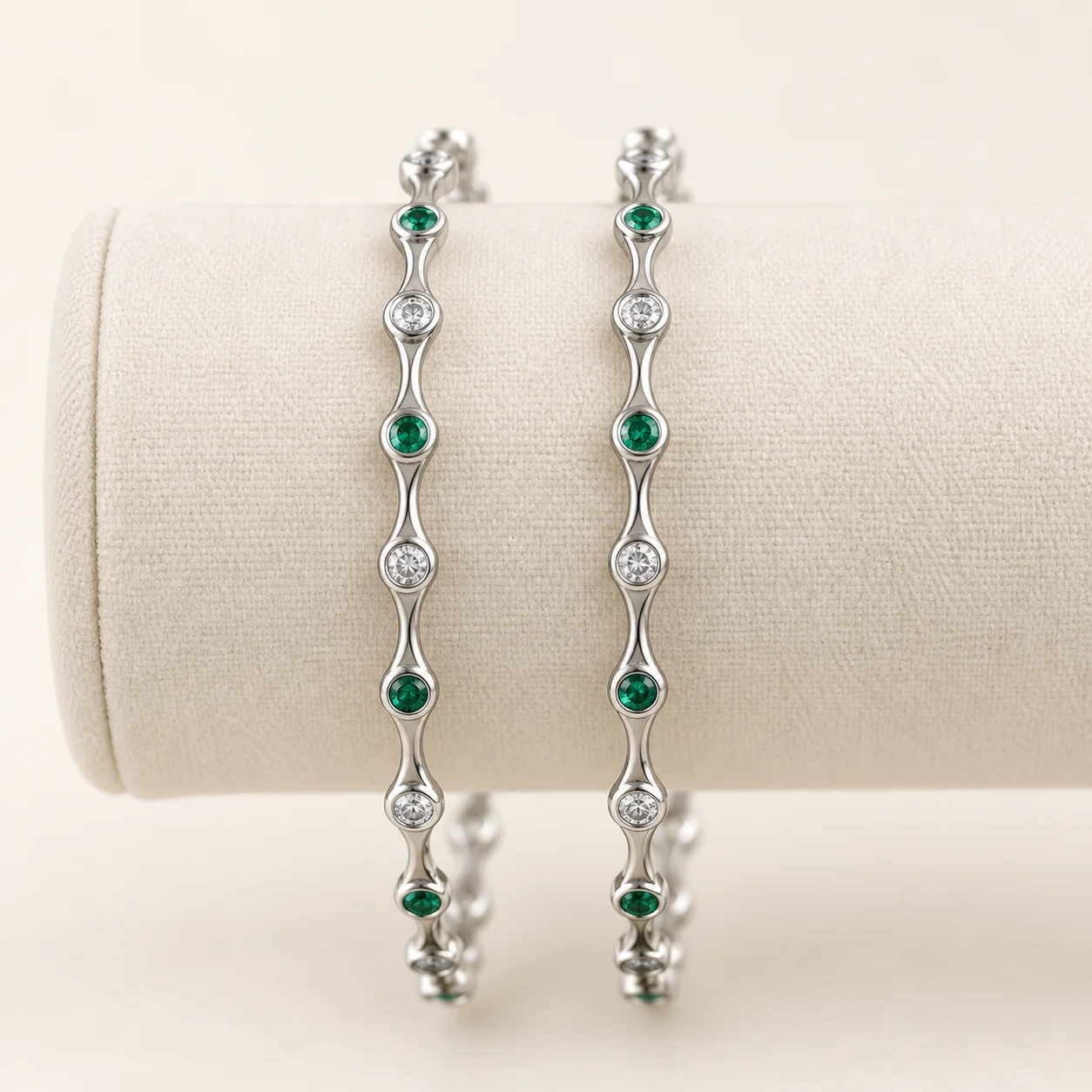 Green and Clear Bangle Pair by NoorKara
