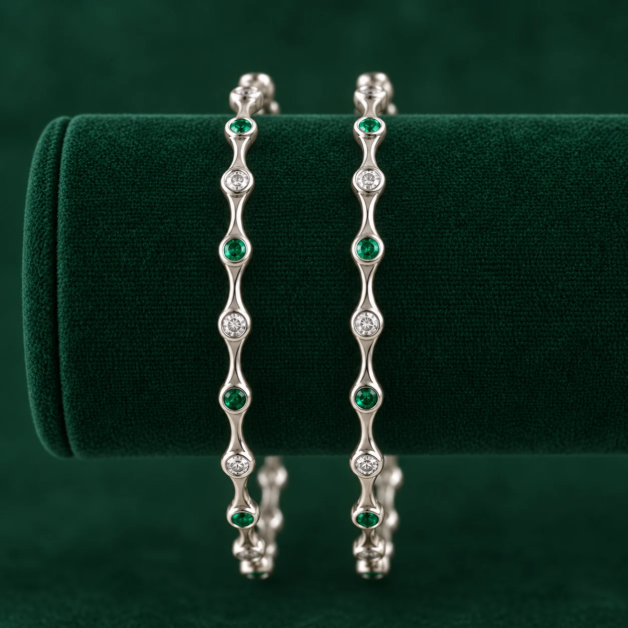 Green and Clear Bangle Pair by NoorKara