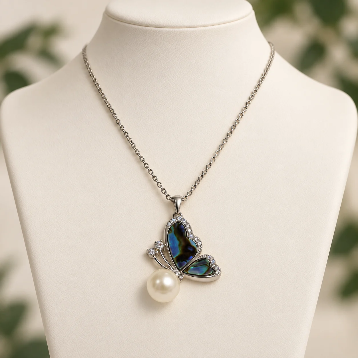 Iridescent Butterfly Pearl Necklace by NoorKara
