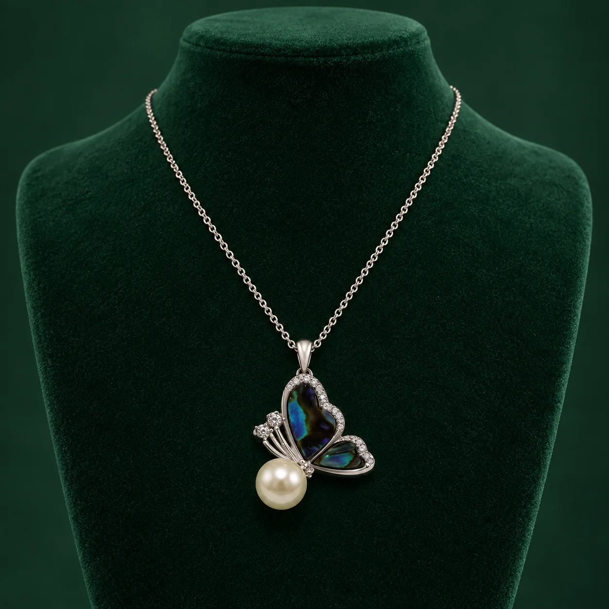 Iridescent Butterfly Pearl Necklace by NoorKara