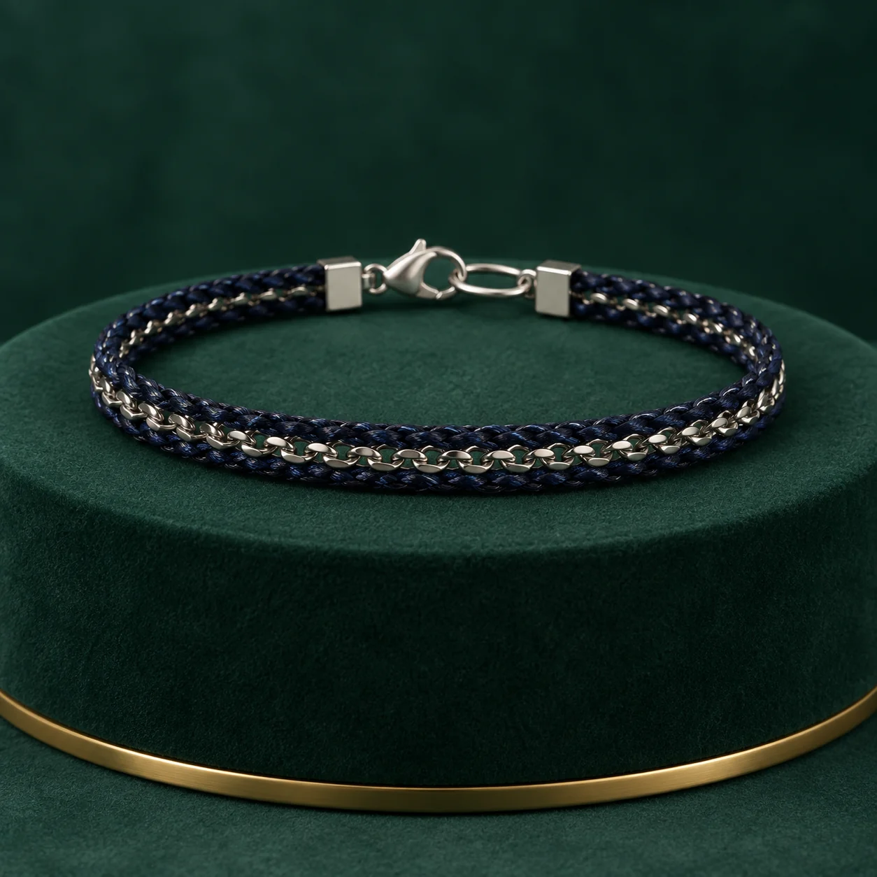 Navy Braid Curb Bracelet by NoorKara