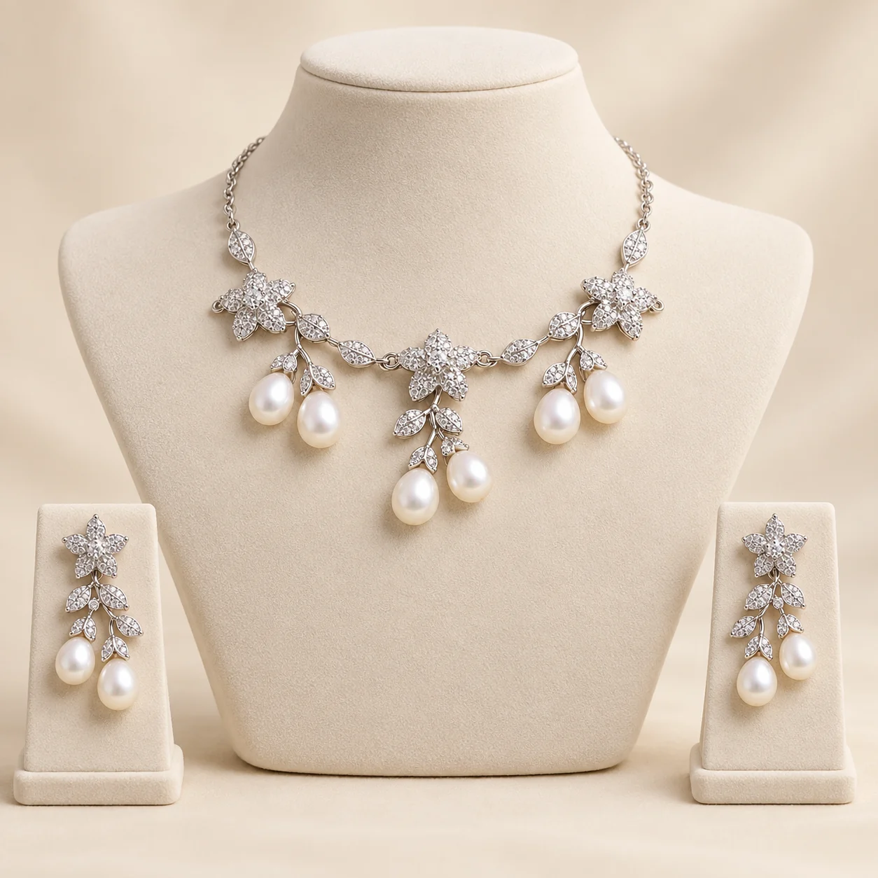 Pearl Vine Necklace Set by NoorKara
