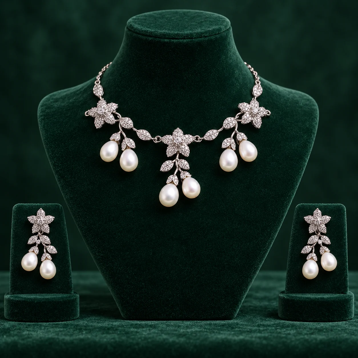 Pearl Vine Necklace Set by NoorKara