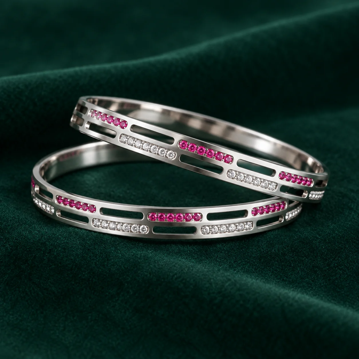 Pink Channel Bangle Pair by NoorKara