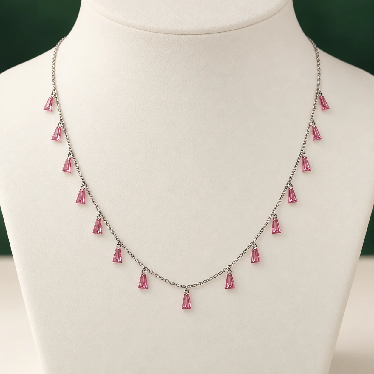 Pink Tapered Station Necklace by NoorKara