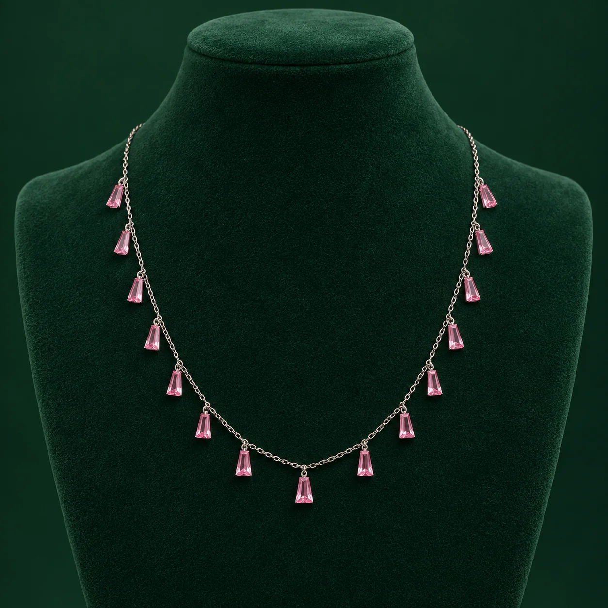 Pink Tapered Station Necklace by NoorKara