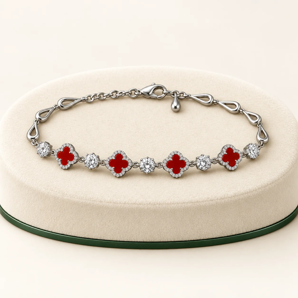 Red Clover Station Bracelet by NoorKara