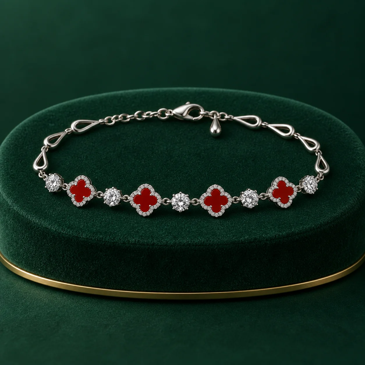 Red Clover Station Bracelet by NoorKara