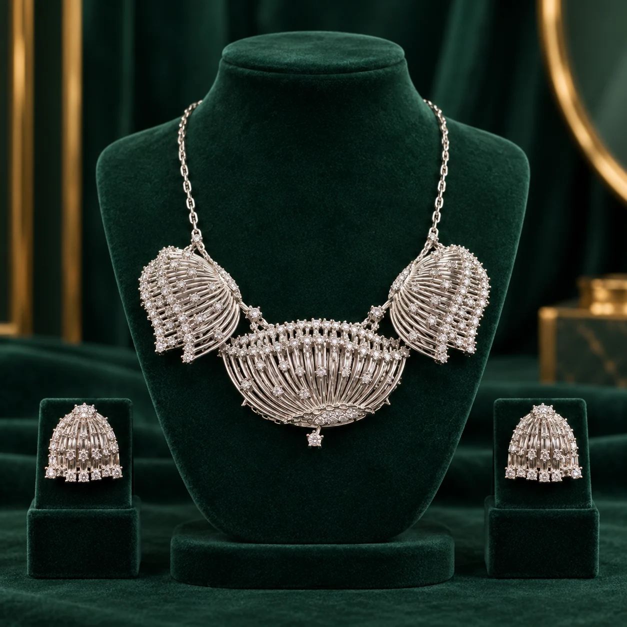 Ribbed Sculptural Necklace Set by NoorKara