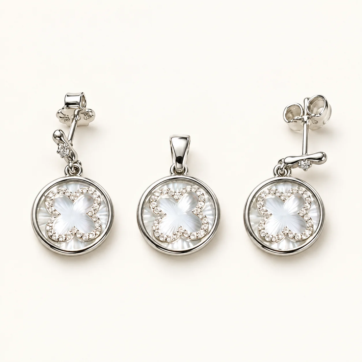 Round Halo Pendant Set by NoorKara