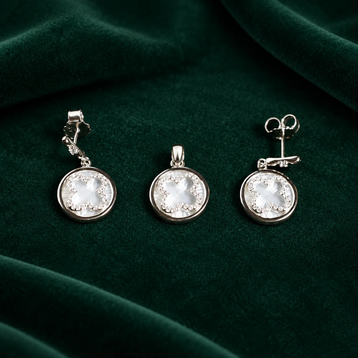 Round Halo Pendant Set by NoorKara