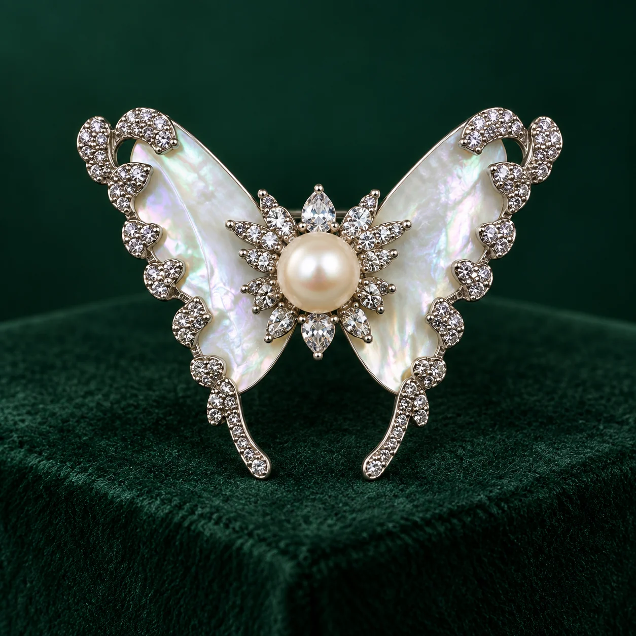 Shell Butterfly Pearl Brooch by NoorKara