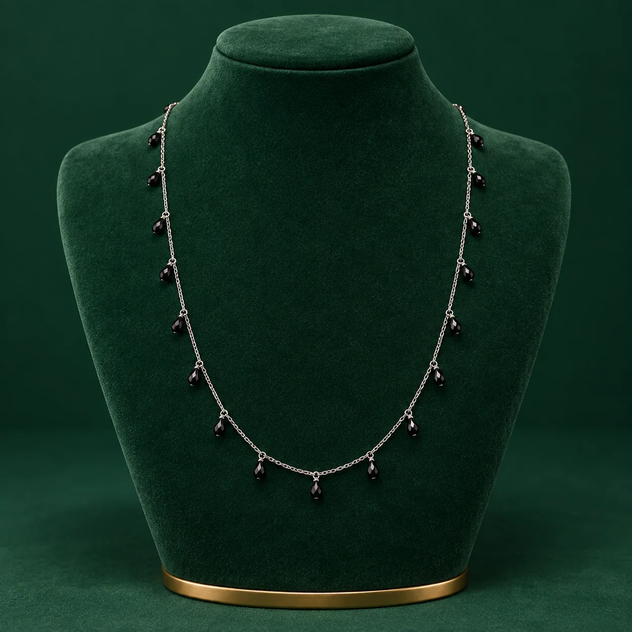 Black Teardrop Charm Chain by NoorKara