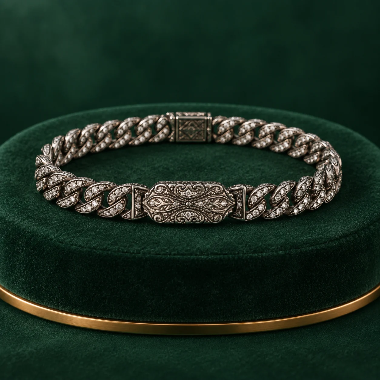 Ornate Plaque Curb Bracelet by NoorKara