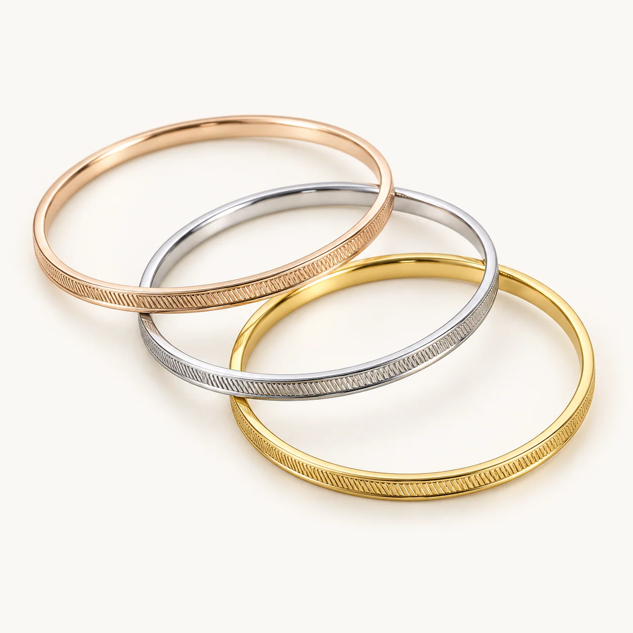 Three-Tone Bangle Set by NoorKara