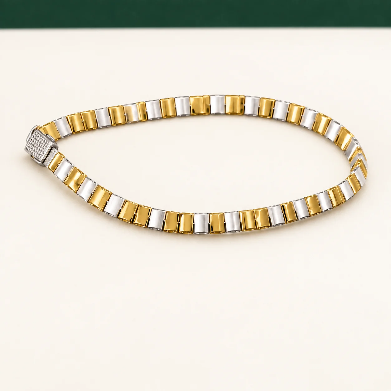 Two-Tone Rectangular Link Bracelet by NoorKara