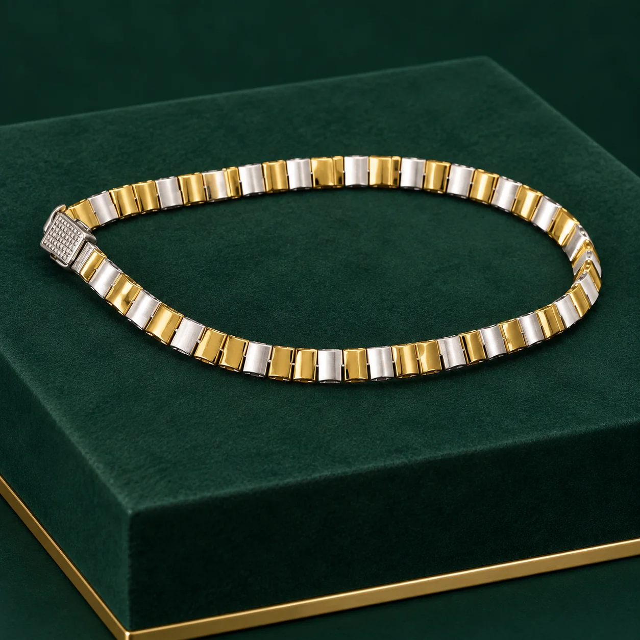 Two-Tone Rectangular Link Bracelet by NoorKara