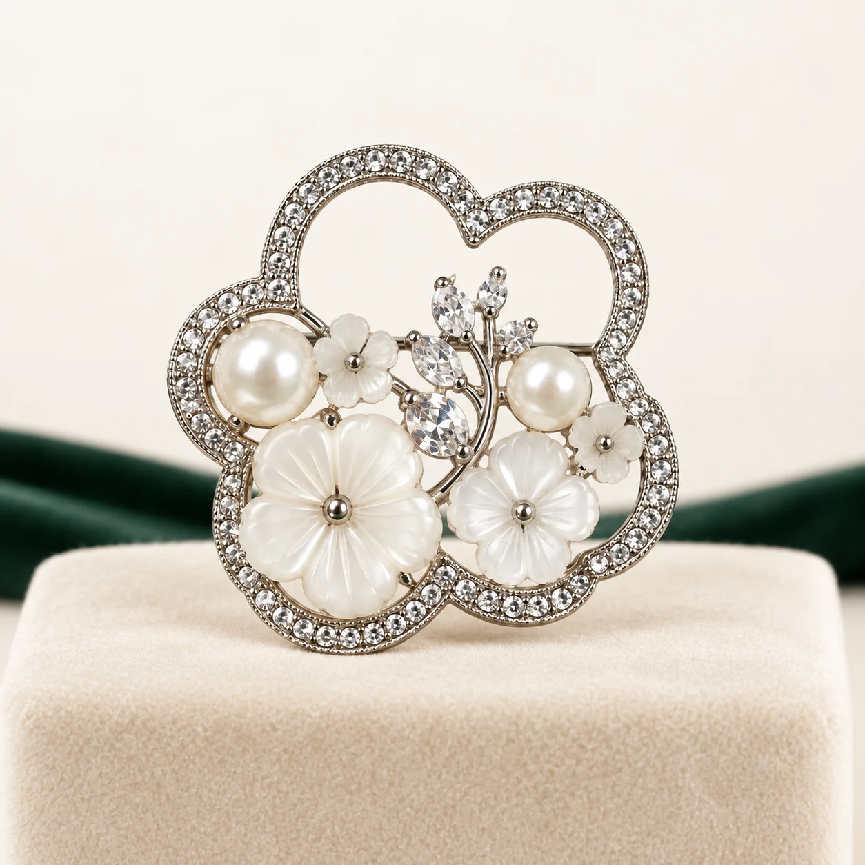 White Flower Outline Brooch by NoorKara