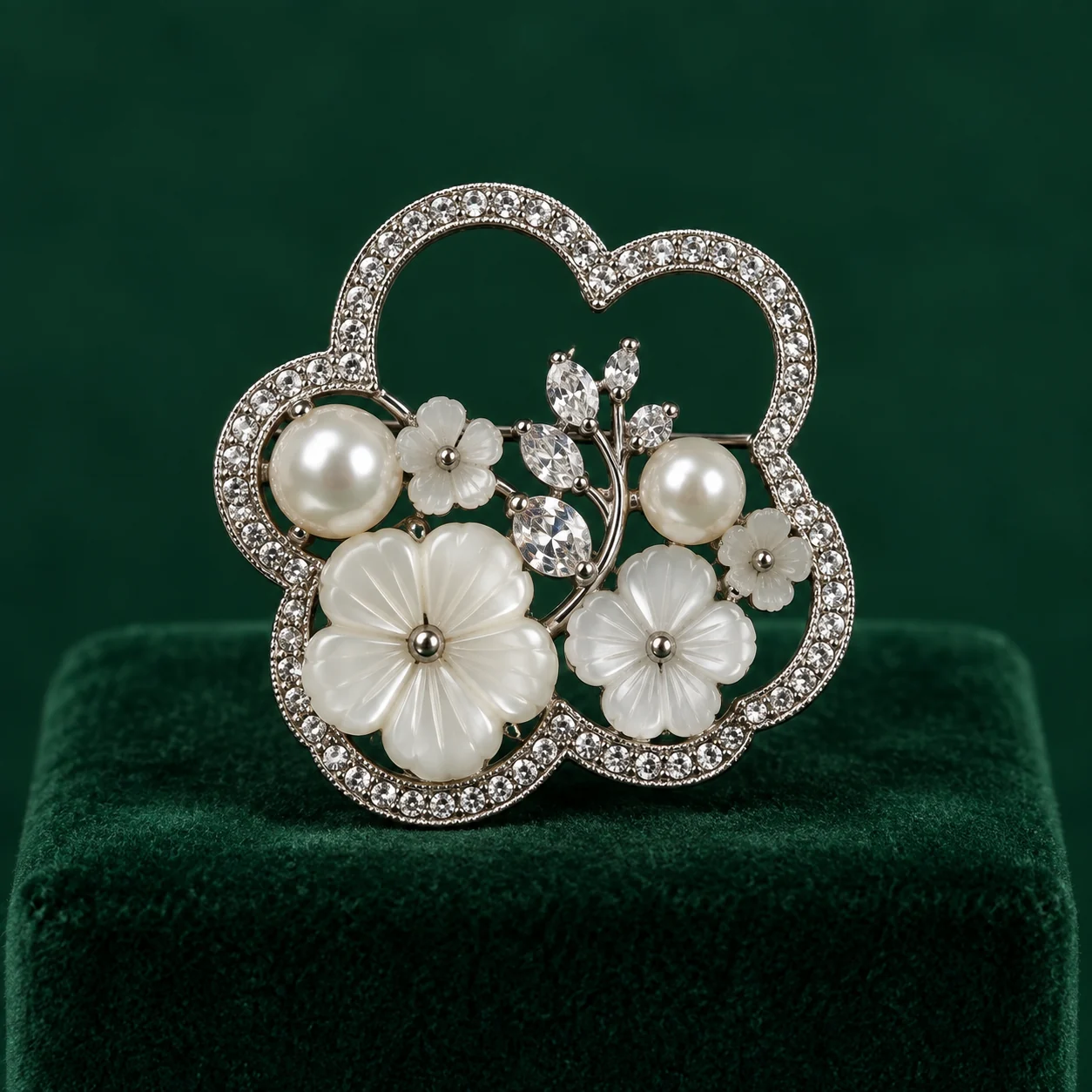 White Flower Outline Brooch by NoorKara